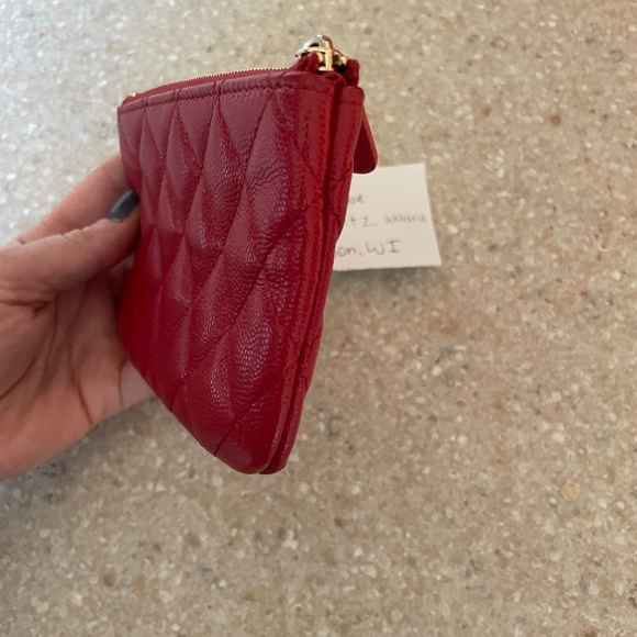 ♥️traded♥️Chanel Quilted Caviar Small Cosmetic Case Red - Picture 6 of 15